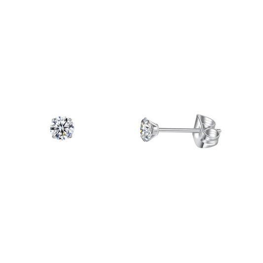 Elegante Titanium Oorbellen Met transparante Zirkonia
