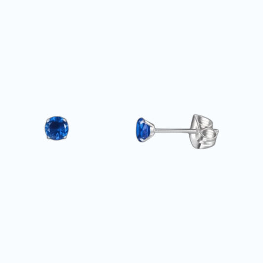 Titanium Oorbellen Met Donkerblauwe Zirkonia