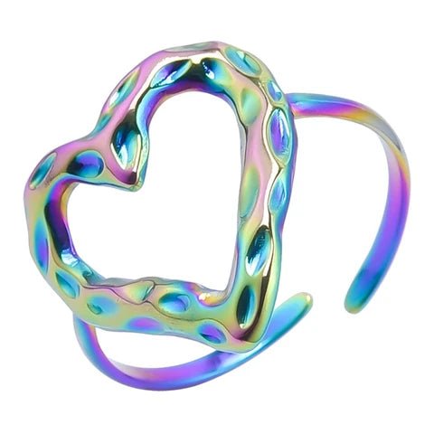 Brede Damesring Verstelbaar β Groot Open Hartje β One Size - Aramat Jewels - Ringen - cadeautip