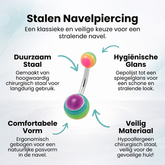 Regenboog Acryl Stalen Navelpiercing