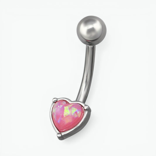 Roze Opaal Stalen Navelpiercing