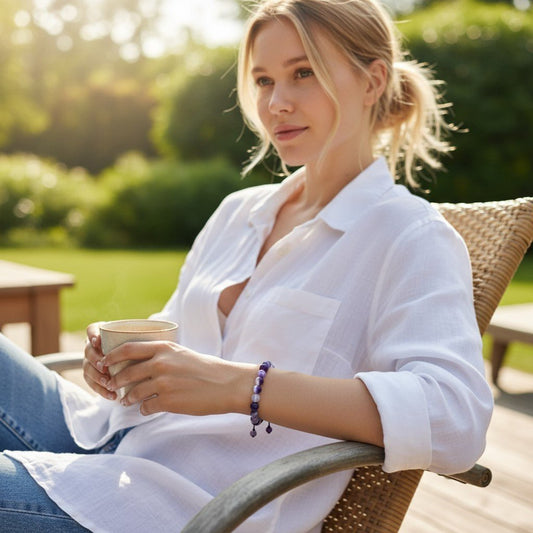 Paarse Gestreepte Agaat Armband - Aramat Jewels - Armbanden - cadeautip