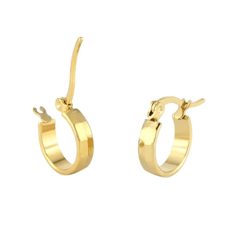 RVS Goudkleurige Oorringetjes 10mm - Blokjesmotief - oor2001 - Oorringen kopen