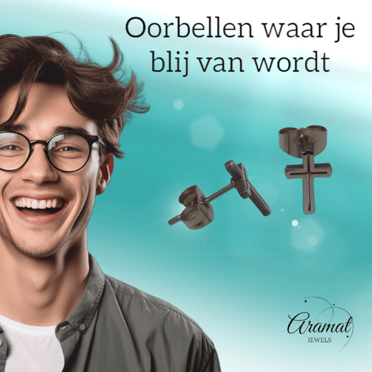 Stalen Kruisjes Oorbellen – Zilverkleurig – 10x6mm - oor3317 - Oorbellen kopen# - 10mm - alles - cadeau