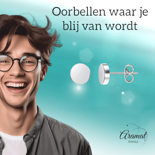Zilverkleurige Ronde Oorstekers RVS 8mm - Aramat Jewels - Oorbellen - cadeautip