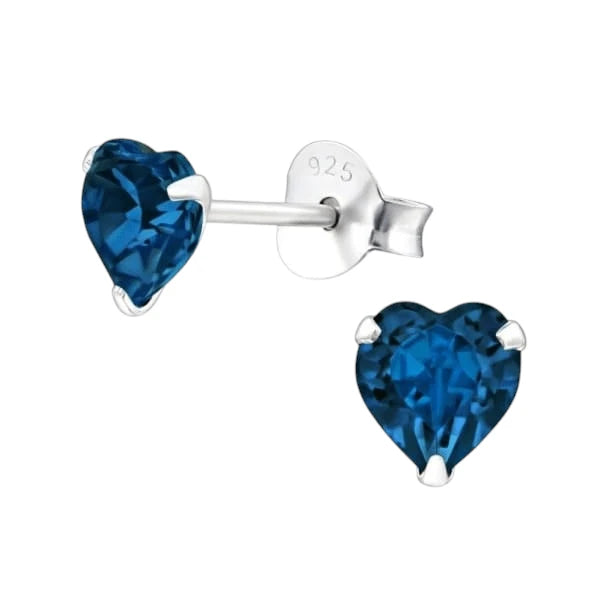 blauwe hartjes oorbellen meisje zilver