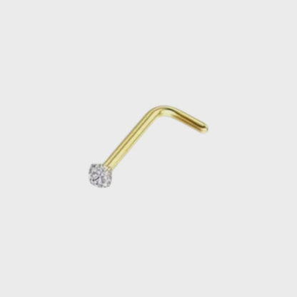Goudkleurige Neuspiercing Transparante Zirkonia – L-Staafje