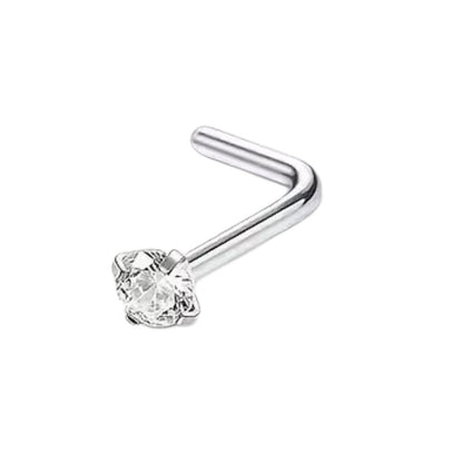 Stalen Neuspiercing Ronde Zirkonia 2mm – L-Staafje Meerdere Kleuren