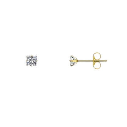 Boucles d'oreilles carrées transparentes en acier doré