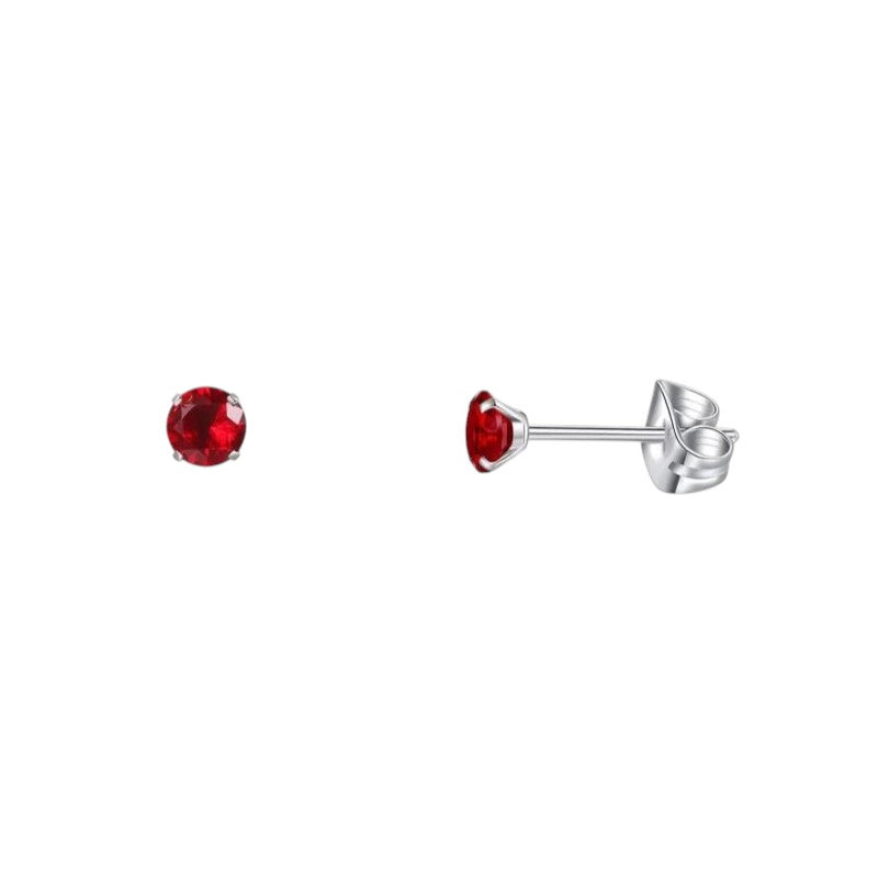 Boucles d'oreilles en titane et zircon rouge