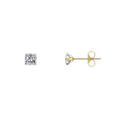 Boucles d'oreilles carrées transparentes en acier doré