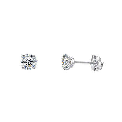 Boucles d'oreilles élégantes en titane avec zircon transparent