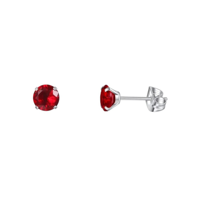 Boucles d'oreilles en titane et zircon rouge