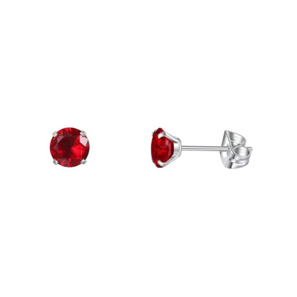Boucles d'oreilles en titane et zircon rouge