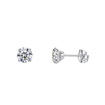 Boucles d'oreilles élégantes en titane avec zircon transparent