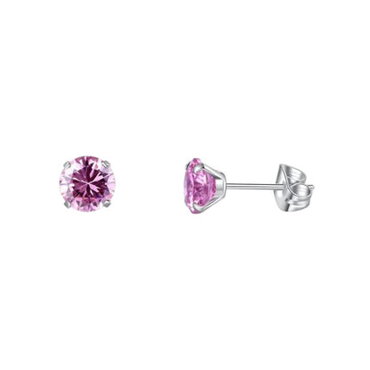 Boucles d'oreilles en titane avec zircon rose