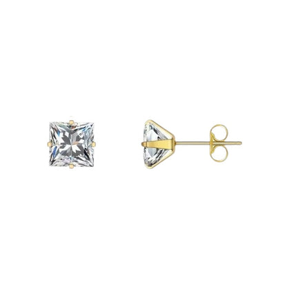 Boucles d'oreilles carrées transparentes en acier doré