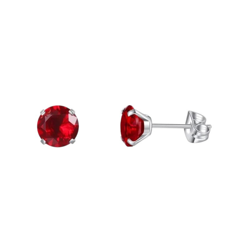 Boucles d'oreilles en titane et zircon rouge