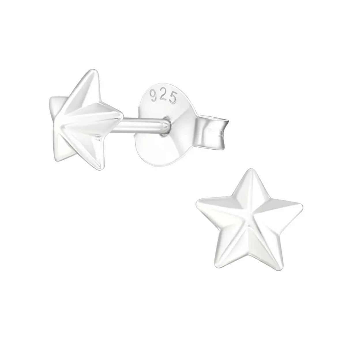 925 Sterling Zilveren 3D Sterretjes Oorknopjes 5mm - Aramat Jewels - Oorbellen - cadeautip
