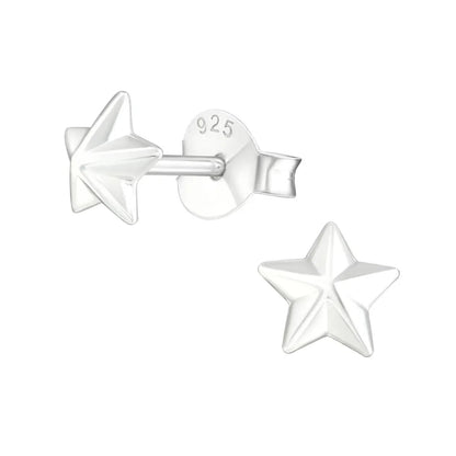 925 Sterling Zilveren 3D Sterretjes Oorknopjes 5mm - Aramat Jewels - Oorbellen - cadeautip