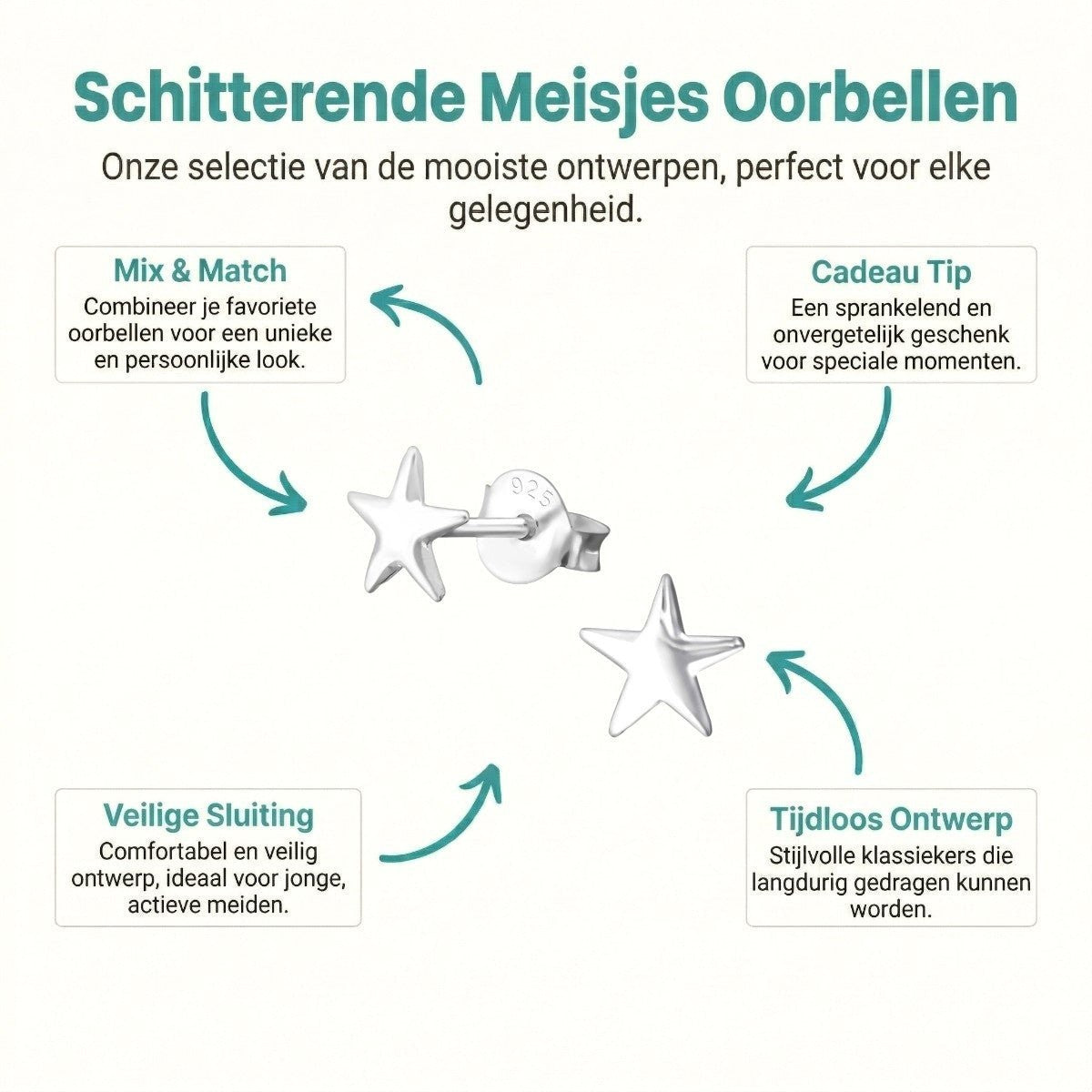 925 Sterling Zilveren Sterretjes Oorknopjes 4mm – Minimalistisch Uniseks - Aramat Jewels - Oorbellen - cadeautip