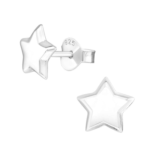 925 Sterling Zilveren Sterretjes Oorknopjes 8mm – Hoogglans Gepolijst - Aramat Jewels - Oorbellen - cadeautip