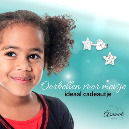 925 Sterling Zilveren Sterretjes Oorknopjes met Transparant Kristal 5mm - Aramat Jewels - Oorbellen - cadeautip