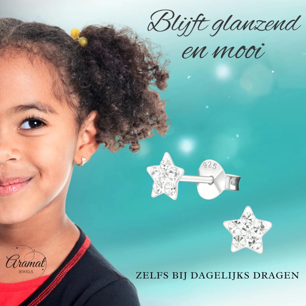 925 Sterling Zilveren Sterretjes Oorknopjes met Transparant Kristal 5mm - Aramat Jewels - Oorbellen - cadeautip