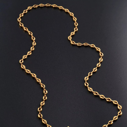 Goudkleurige Stalen Koffieboon Ketting – Unisex Schakelketting 4,5mm