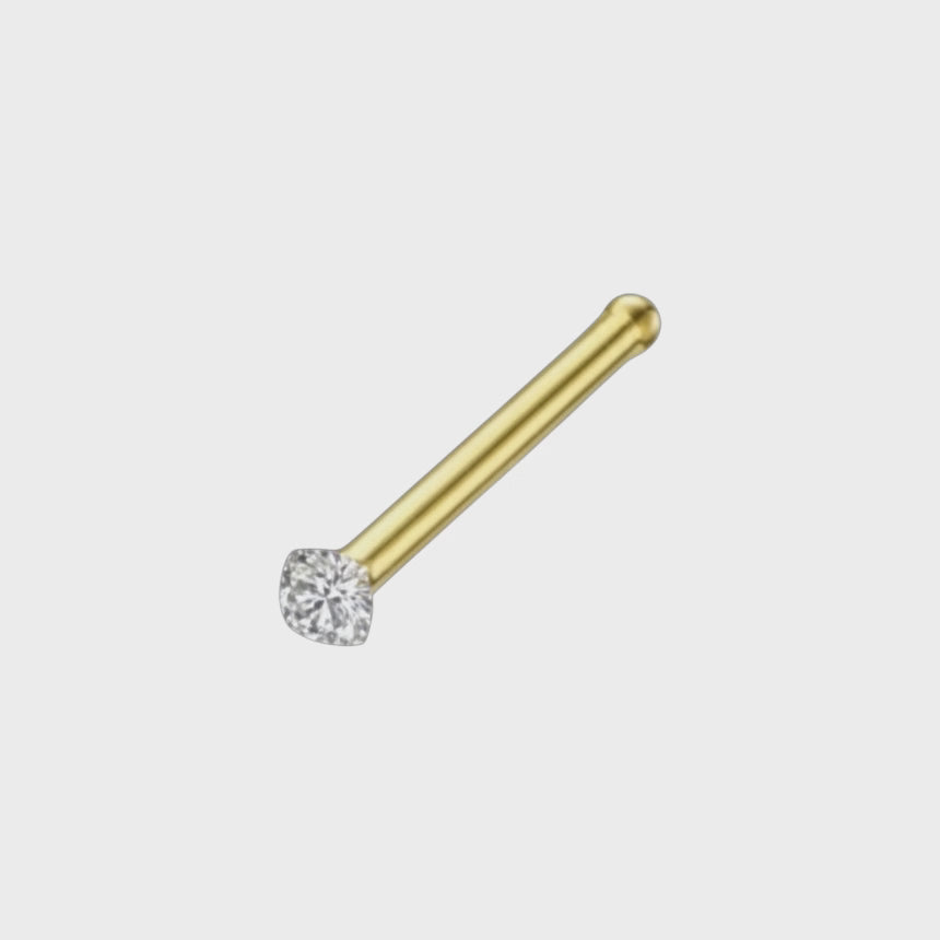 Goudkleurige Neuspiercing Transparante Zirkonia – Recht Staafje 1.5mm 2mm 2.5mm 3mm