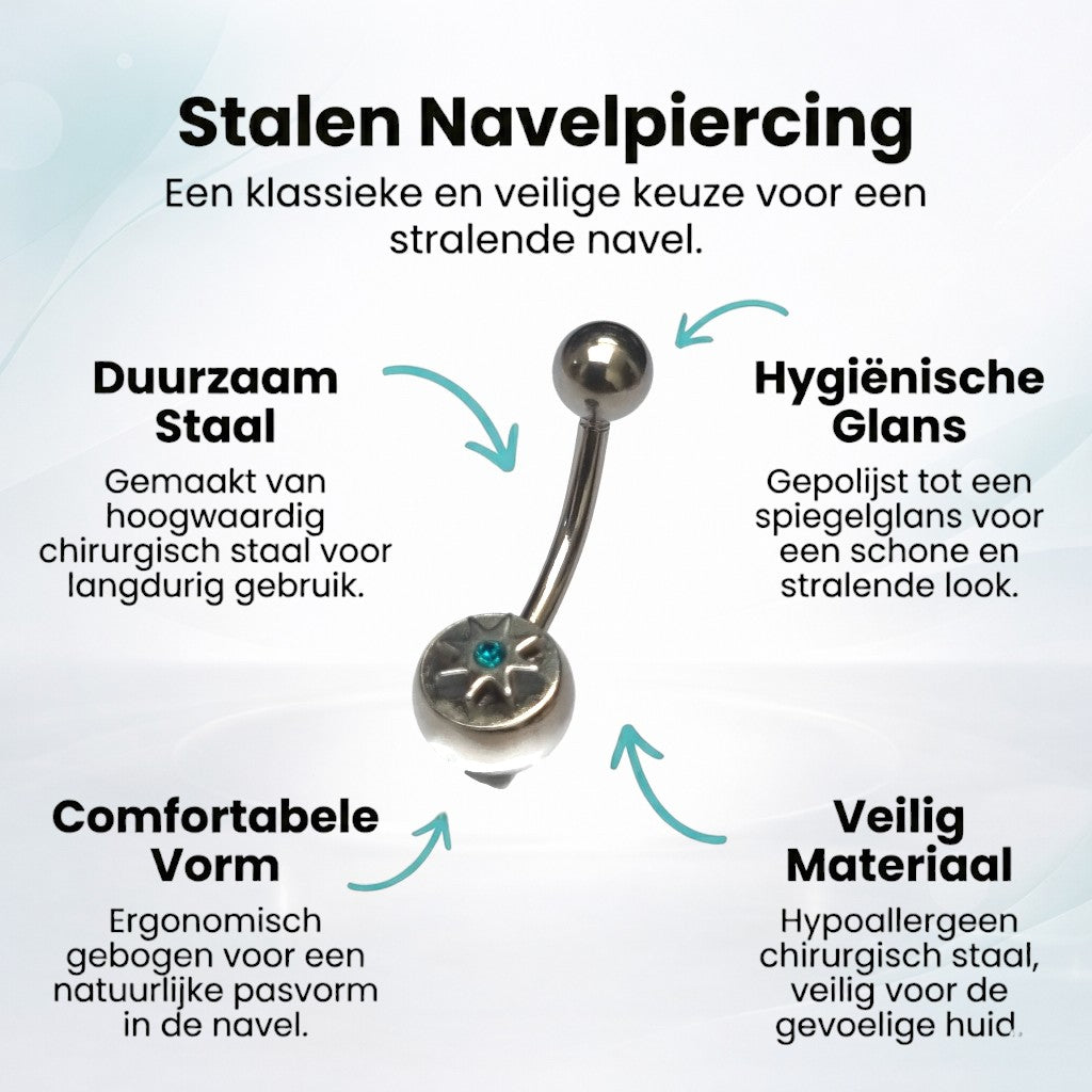 Zee Blauwe Navelpiercing met Ster - Stijlvol Accessoire