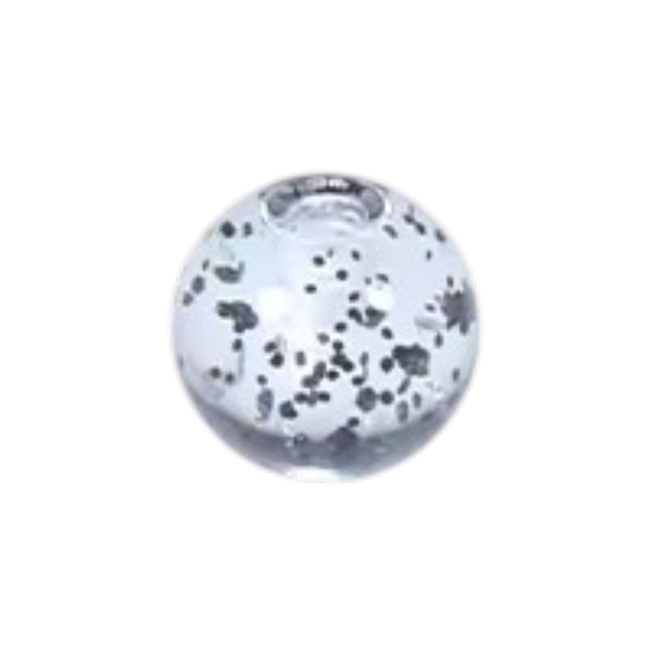 Glitter Piercing Balletje Transparant Acryl – 6mm (1.6mm Dikte) – Per Stuk