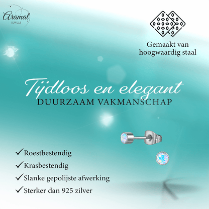 AB kristal oorstekers transparant – 4mm zilver - Aramat Jewels - Oorbellen - cadeautip