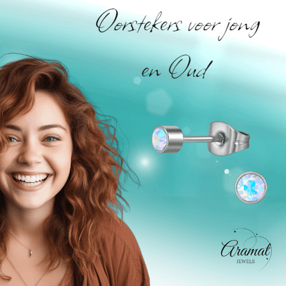 AB kristal oorstekers transparant – 4mm zilver - Aramat Jewels - Oorbellen - cadeautip
