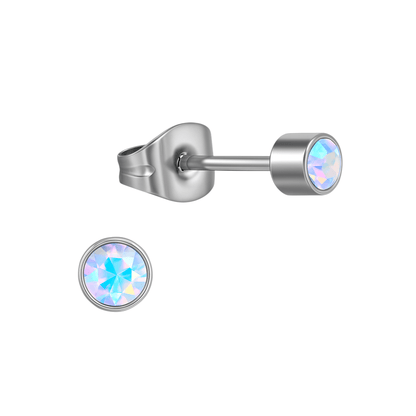 AB kristal oorstekers transparant – 4mm zilver - Aramat Jewels - Oorbellen - cadeautip