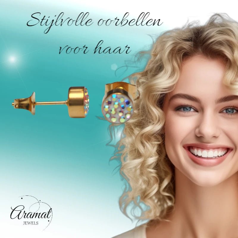 AB transparante oorstekers 6 mm – multicolor glans - oor3099 - Oorbellen kopen# - 6mm - AB - alles