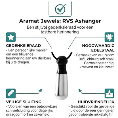 Aramat Jewels bicolor stalen ashanger buis zilver & zwart 38mm, gemaakt van roestvrij staal met schroefdop.