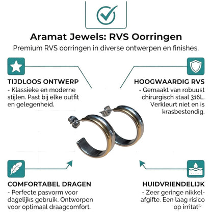 Aramat Jewels Bicolor hoop earrings in stainless steel, 23mm, with a gold and silver finish.