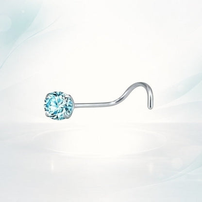 Aramat Jewels blue zirconia steel nose stud with S-shaped bar