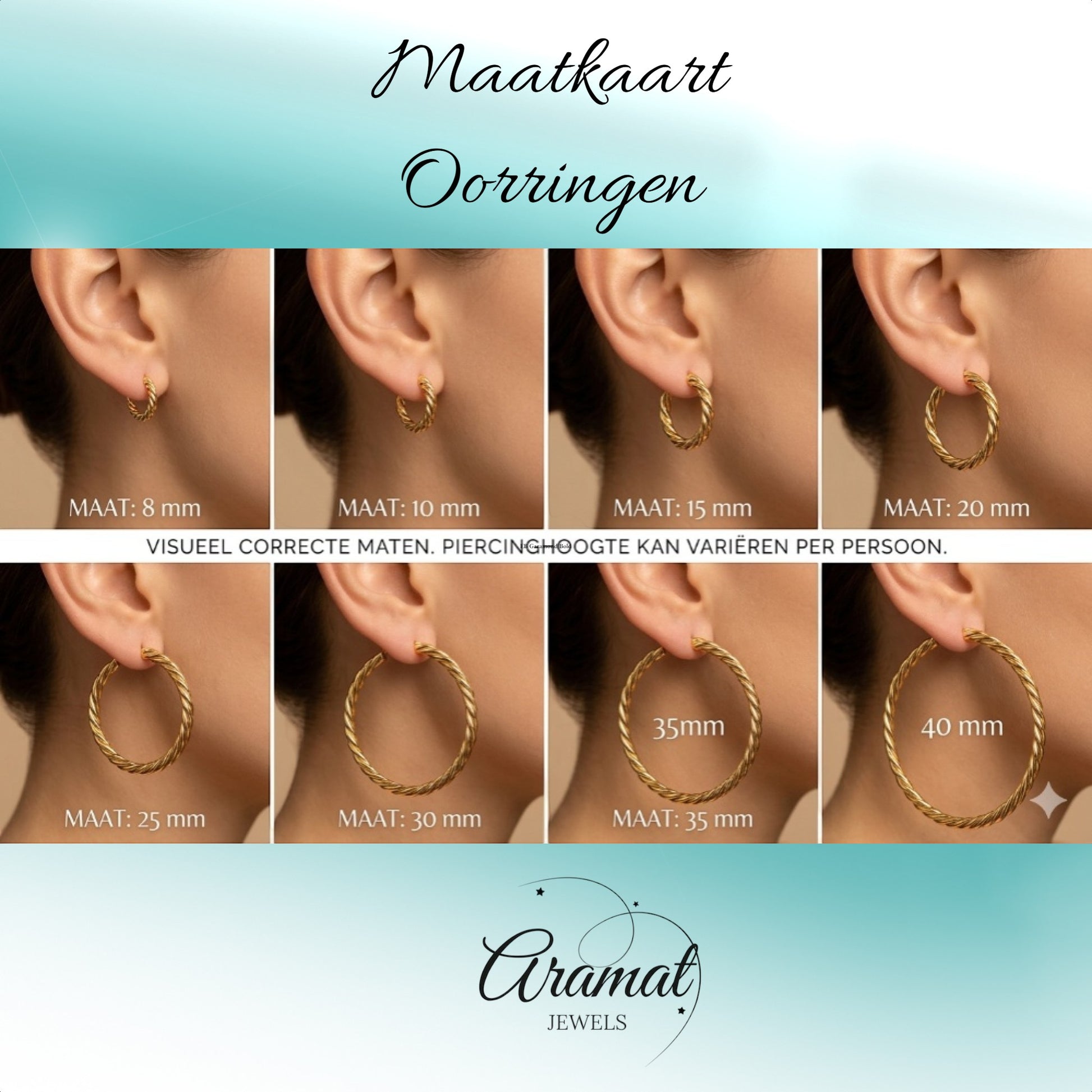 Aramat Jewels gold-colored stainless steel hoop earrings with a twisted design, 24mm diameter.