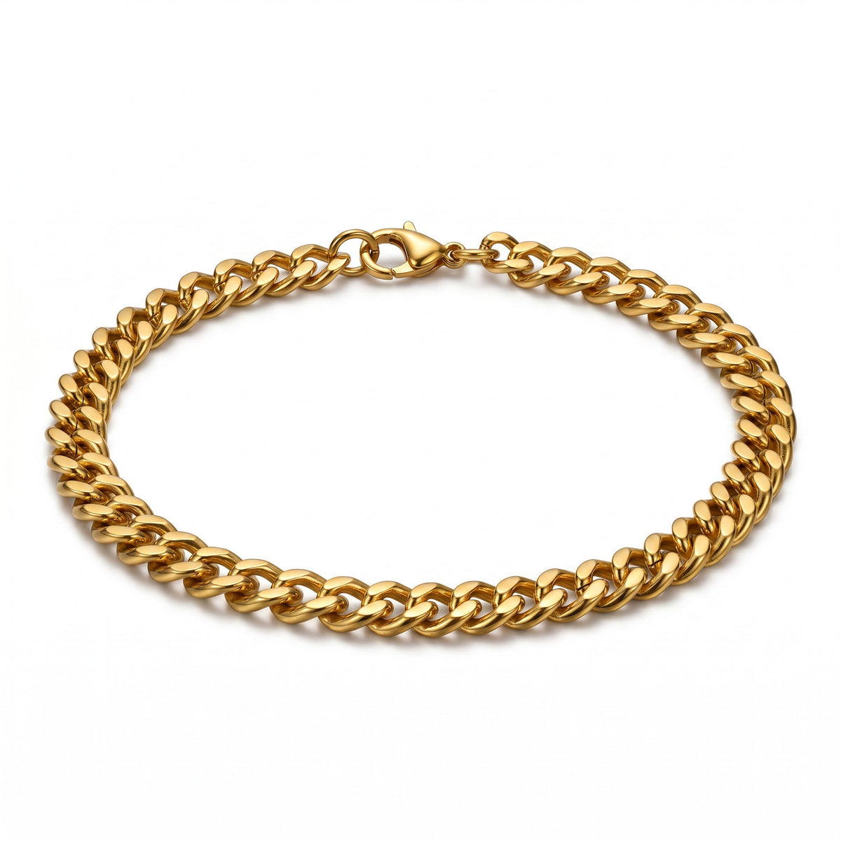 Aramat Jewels gouden roestvrijstalen gourmet schakelarmband voor heren en dames, 4.5mm breed en 20cm lang.