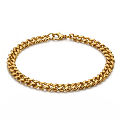 Aramat Jewels gouden roestvrijstalen gourmet schakelarmband voor heren en dames, 4.5mm breed en 20cm lang.