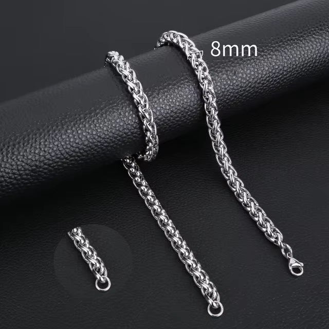 Aramat Jewels zilverkleurige RVS vossenstaart ketting van 45 cm lang en 8 mm breed met een robuust foxtail design.