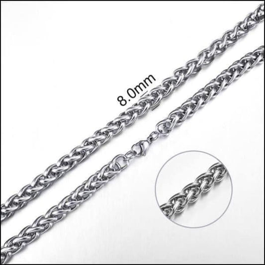 Aramat Jewels zilverkleurige RVS vossenstaart ketting van 45 cm lang en 8 mm breed met een robuust foxtail design.