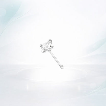 Aramat Jewels sterling silver nose stud with a 3mm clear cubic zirconia stone.