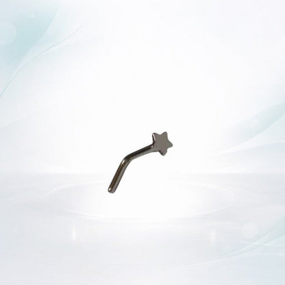 Aramat Jewels silver-tone steel L-shaped nose piercing with a small 2.5mm star charm.