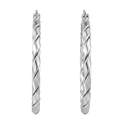 Aramat Jewels silver-tone stainless steel twisted hoop earrings, 45mm