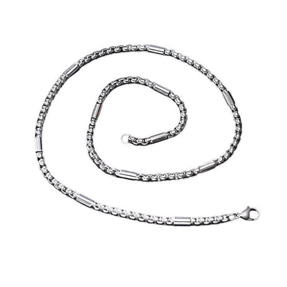 Aramat Jewels zilverkleurige RVS jasseron ketting van 60cm met ingelegde staafjes voor een robuuste uitstraling.