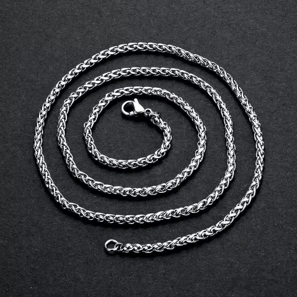 Aramat Jewels zilverkleurige vossenstaart halsketting van 60 cm lang en 6 mm breed, gemaakt van robuust RVS.