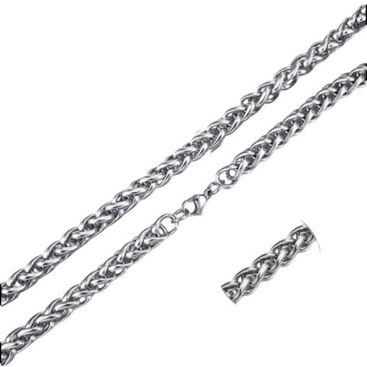 Aramat Jewels zilverkleurige vossenstaart halsketting van 60 cm lang en 7 mm breed, gemaakt van robuust RVS.